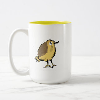 黄色い鳥のイラスト入りセラミックコーヒーマグ ツートーンマグカップ