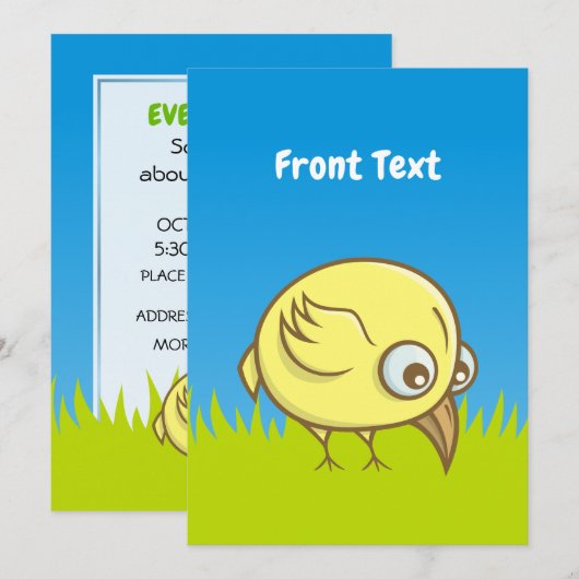 黄色い鳥の漫画 招待状 (正面/裏面)