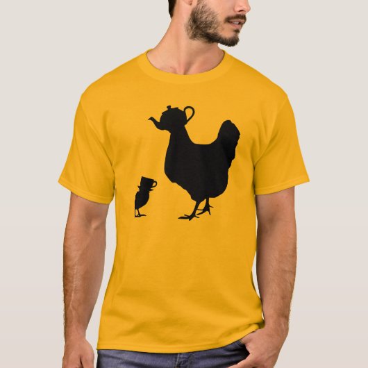 黄色い鶏のティーポットのひよこ Tシャツ (正面)