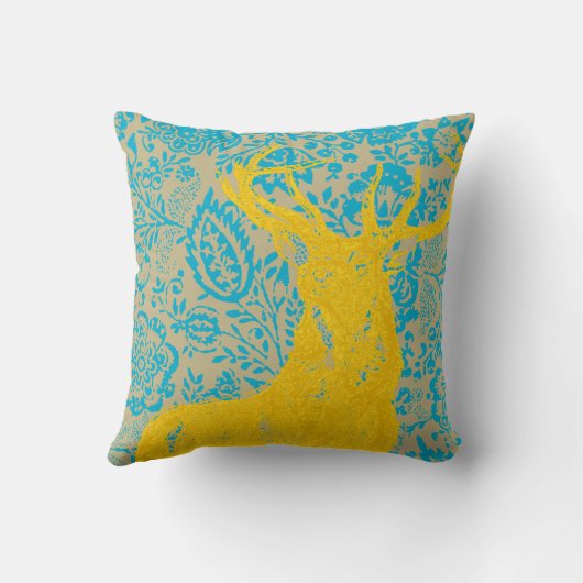 黄色い鹿のアクアフローラまたは任意のカラー枕 クッション (裏面)