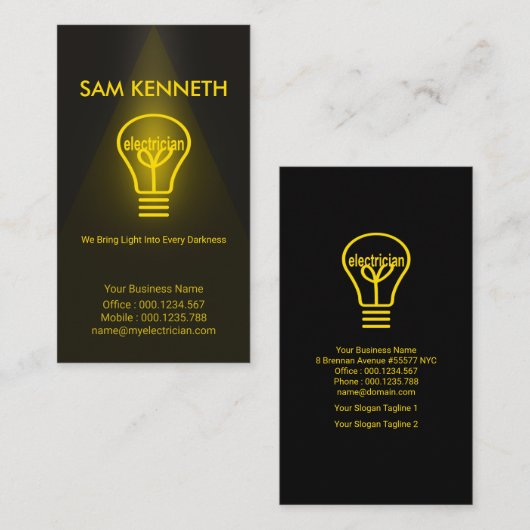 黄色い黄色い電球 名刺 (正面/裏面)