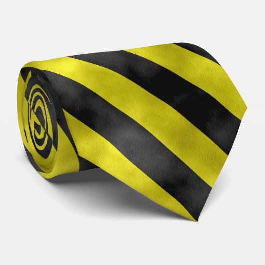 黄色い黒のストライブ柄 ネクタイ (ロール)