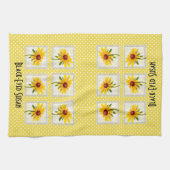 黄色い黒目のスーザン花の写真ブロック キッチンタオル (横)