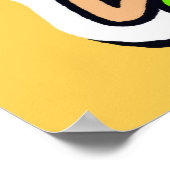 黄色いAIアートに浮かぶカエルの笑顔の男 ポスター (角)