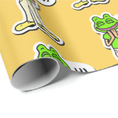 黄色いAIアートに浮かぶカエルの笑顔の男 ラッピングペーパー (ロールコーナー)