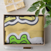 黄色いAIアートに浮かぶカエルの笑顔の男 薄葉紙 (ギフト)