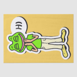 黄色いAIアートに浮かぶカエルの笑顔の男 薄葉紙