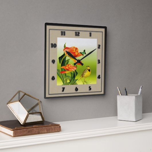 黄色いCanarie一流のHoho スクエア壁時計 (オフィス)