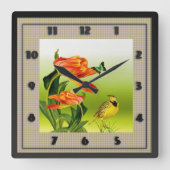 黄色いCanarie一流のHoho スクエア壁時計 (正面)