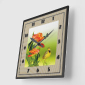 黄色いCanarie一流のHoho スクエア壁時計 (傾斜)