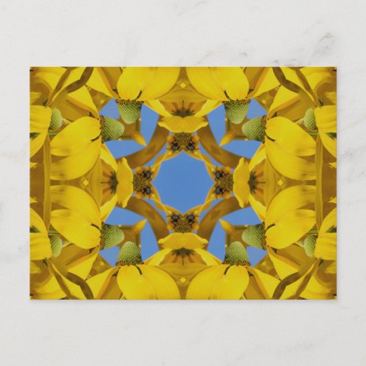 黄色いConeflowersの万華鏡のように千変万化するパターンの芸術の花Postcar ポストカード (正面)
