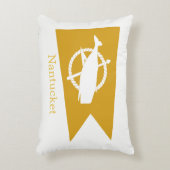 黄色いNantucketのクジラの旗の枕 アクセントクッション (正面(垂直))