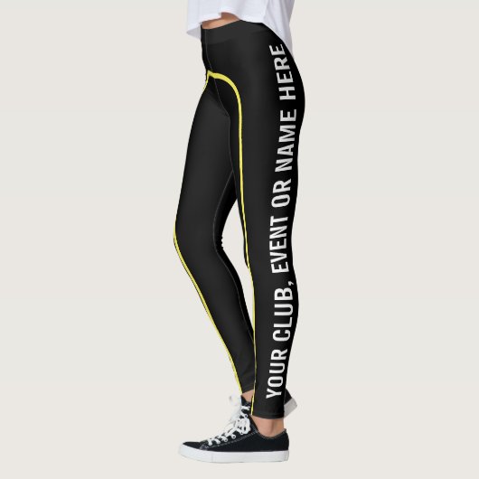 黄色いPinストライプでカスタマイズ可能な名前を挙げられたLeggings レギンス (左)