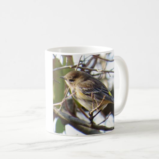 黄色いrumpedアメリカムシクイのコーヒー・マグ コーヒーマグカップ (正面右)