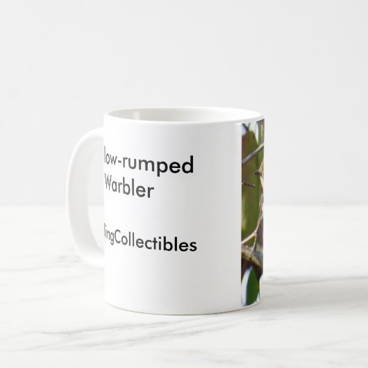 黄色いrumpedアメリカムシクイのコーヒー・マグ コーヒーマグカップ (正面左)