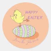 黄色おもしろいいヒックのイースターシール ラウンドシール (正面)