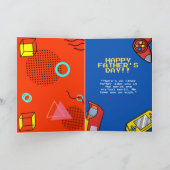 黄色おもしろいい携帯父の日のグリーティングカード カード (内部)