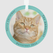 黄色おもしろいい猫がサンタにカスタム訪れる オーナメント (裏面)