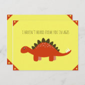 黄色おもしろいと赤のオレンジの恐竜イラストレーション ポストカード (正面/裏面)