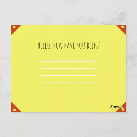 黄色おもしろいと赤のオレンジの恐竜イラストレーション ポストカード (裏面)