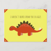 黄色おもしろいと赤のオレンジの恐竜イラストレーション ポストカード (正面)