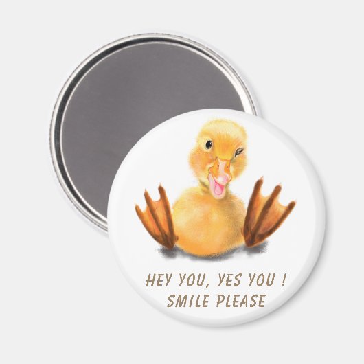 黄色おもしろいのアヒルよくはしゃぐクリングマグネットスマイル漫画 マグネット (正面/裏面)