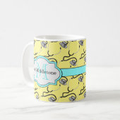 黄色おもしろいの名前の医師の聴診器 コーヒーマグカップ (正面左)