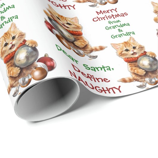 黄色おもしろいの子猫がクリスマスをいけな定義 ラッピングペーパー (ロールコーナー)
