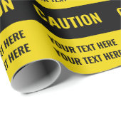 黄色おもしろいの黒カスタム色の注意記号ギフト ラッピングペーパー (ロールコーナー)