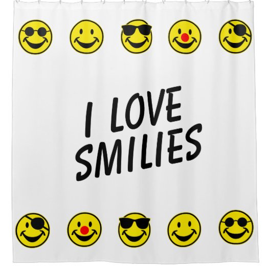 黄色おもしろいのMIX + your backg.&アイディア シャワーカーテン (正面)