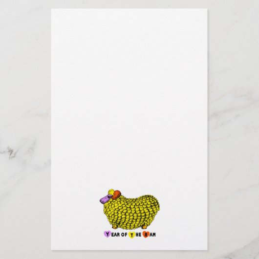 黄色おもしろいのRam年中国のの〔占星術の〕十二宮図 便箋 (正面)