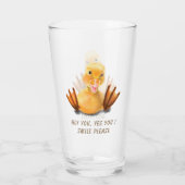 黄色おもしろいアヒルよくはしゃぐ付きガラス – スマイル タンブラーグラス (裏面)