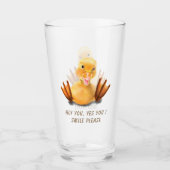 黄色おもしろいアヒルよくはしゃぐ付きガラス – スマイル タンブラーグラス (正面)