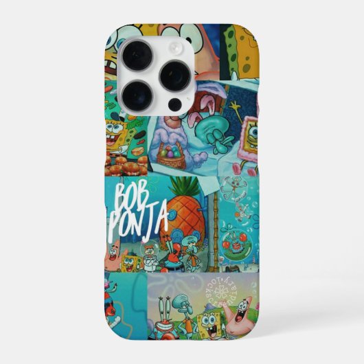 黄色おもしろいスポンジキャラクター電話ケース iPhoneケース (裏面)