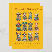 黄色おもしろいユニークのクリスマス気分のペット犬 シーズンカード (正面/裏面)