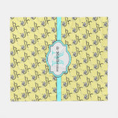 黄色おもしろい名の医師の聴診器 フリースブランケット (正面(横))