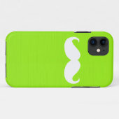 黄色おもしろい緑の背景の白い口ひげ Case-Mate iPhoneケース (裏面(横))