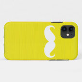黄色おもしろい背景の白い口ひげ Case-Mate iPhoneケース (裏面(横))