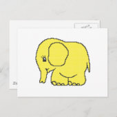 黄色おもしろい象の十字縫い ポストカード (正面/裏面)