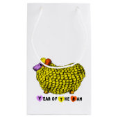 黄色おもしろいRam年中国の間〔占星術の〕十二宮図誕生日SGB スモールペーパーバッグ (裏面)