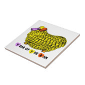 黄色おもしろいRam年中国の〔占星術の〕十二宮図誕生日タイル タイル (側面)