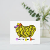 黄色おもしろいRam年中国の〔占星術の〕十二宮図誕生日ポスト シーズンポストカード (スタンド正面)