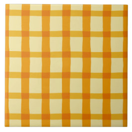 黄色およびオレンジ格子縞 タイル