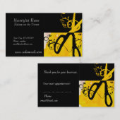 黄色およびブラックマジックは美容師のサロンを切ります 予約カード (正面/裏面)