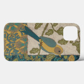 黄色および枝でとまるティール（緑がかった色）の青い鳥 Case-Mate iPhoneケース (裏面 (横))