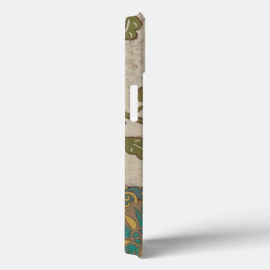 黄色および枝でとまるティール(緑がかった色)の青い鳥 Case-Mate iPhoneケース (裏面 / 右)