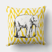 黄色および灰色のイカットの不要品の枕 クッション (裏面)