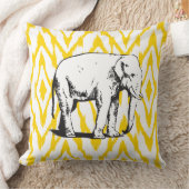 黄色および灰色のイカットの不要品の枕 クッション (ブランケット)