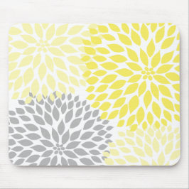 黄色および灰色のダリアの机のオフィスの付属品 マウスパッド