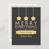 黄色および灰色のメリーすべて休日 シーズンポストカード (正面/裏面)